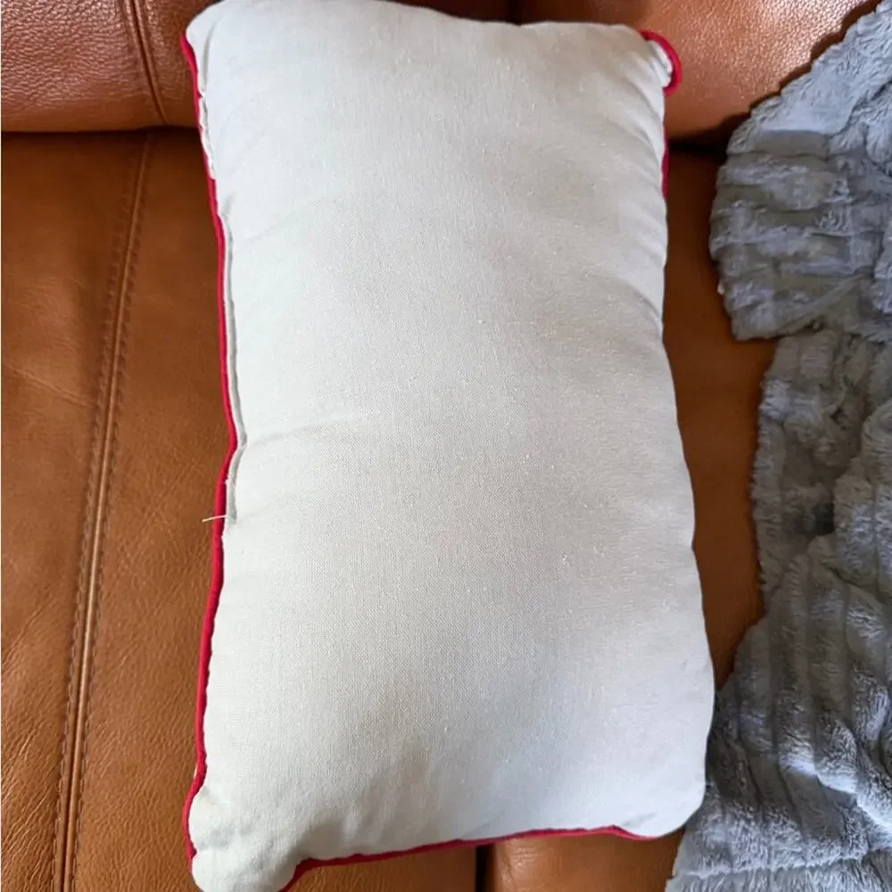 Festive Noel Holiday Pillow - grey and Red